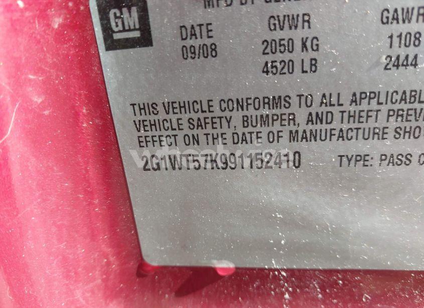 Photo 9 of 2009 Chevrolet Impala LT (VIN 2G1WT57K991152410)