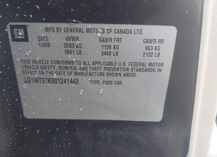 Photo 9 of 2009 Chevrolet Impala LT (VIN 2G1WT57K991241443)