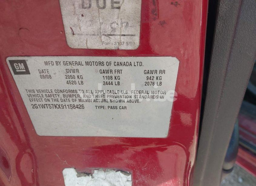 Photo 9 of 2009 Chevrolet Impala LT (VIN 2G1WT57KX91158426)