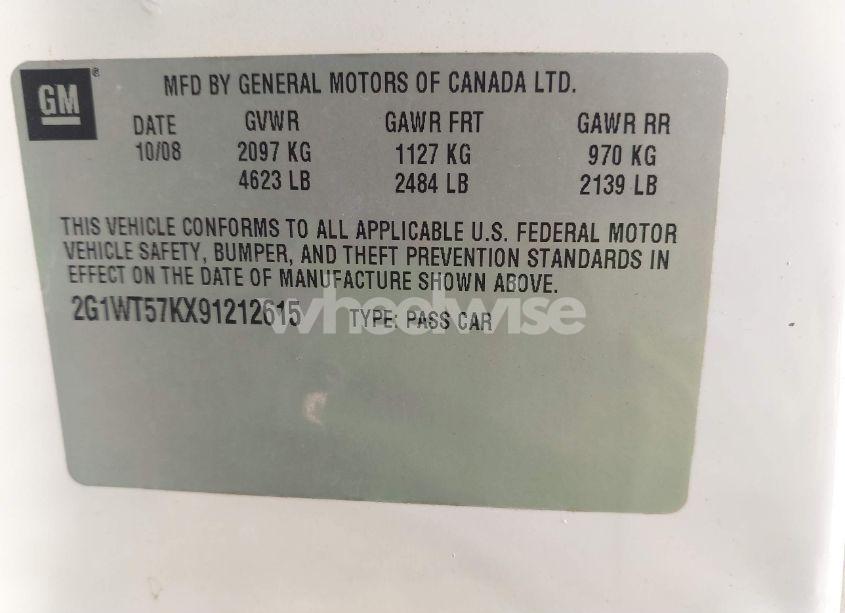 Photo 9 of 2009 Chevrolet Impala LT (VIN 2G1WT57KX91212615)