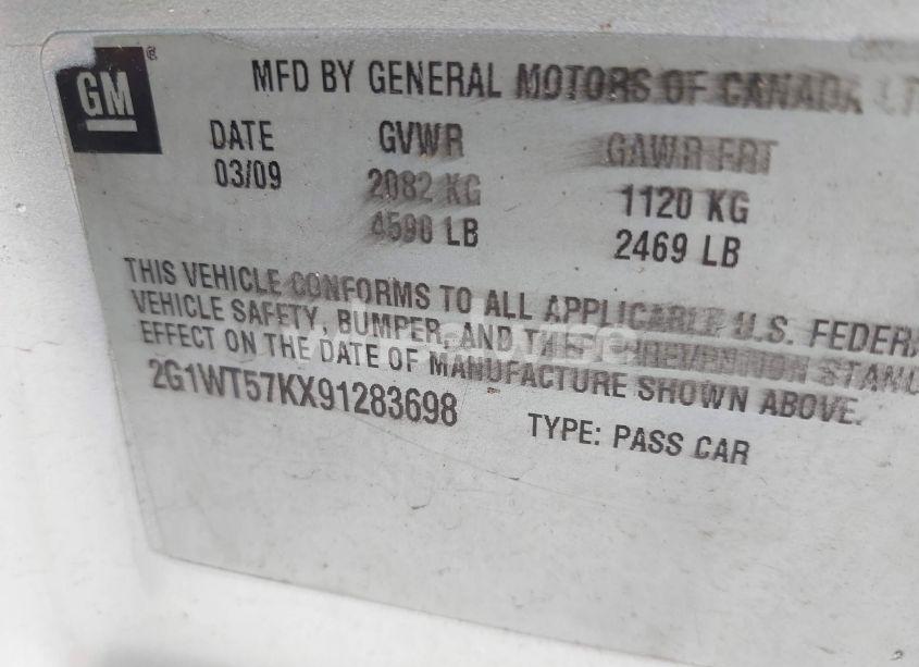 Photo 9 of 2009 Chevrolet Impala LT (VIN 2G1WT57KX91283698)