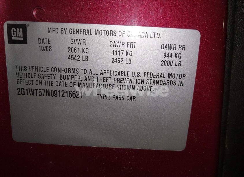 Photo 9 of 2009 Chevrolet Impala LT (VIN 2G1WT57N091216621)