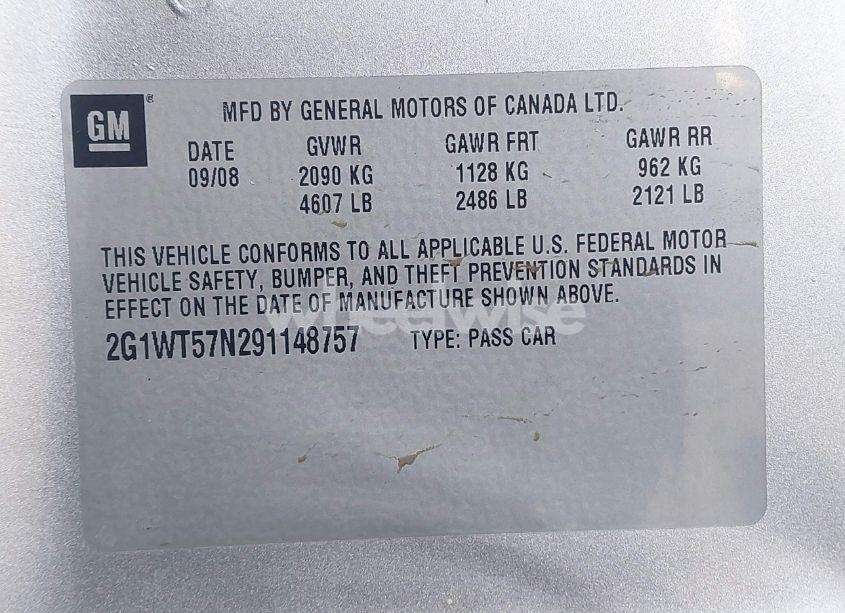 Photo 9 of 2009 Chevrolet Impala LT (VIN 2G1WT57N291148757)