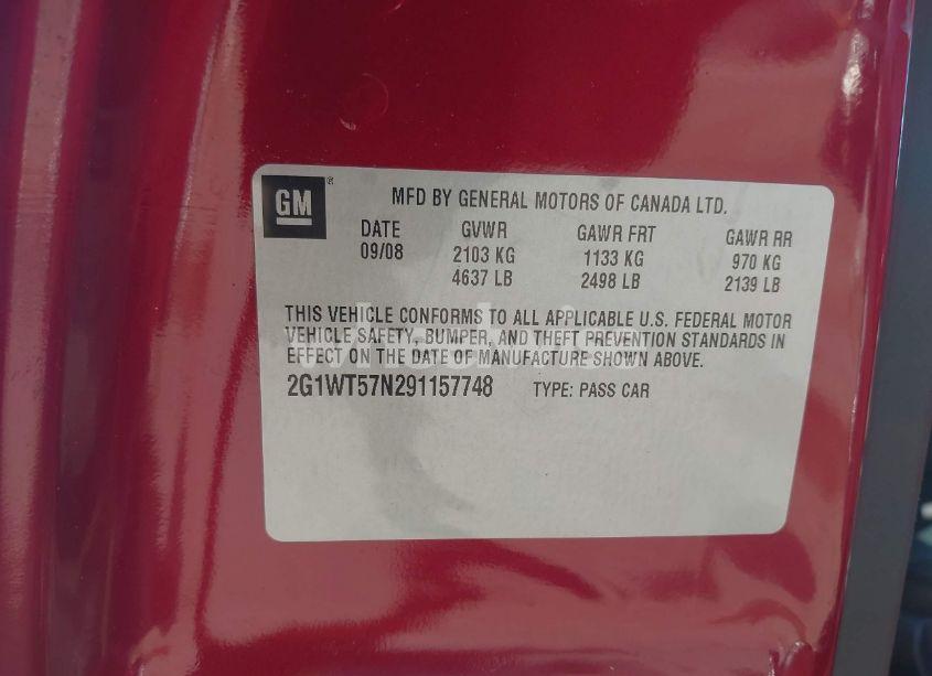 Photo 9 of 2009 Chevrolet Impala LT (VIN 2G1WT57N291157748)