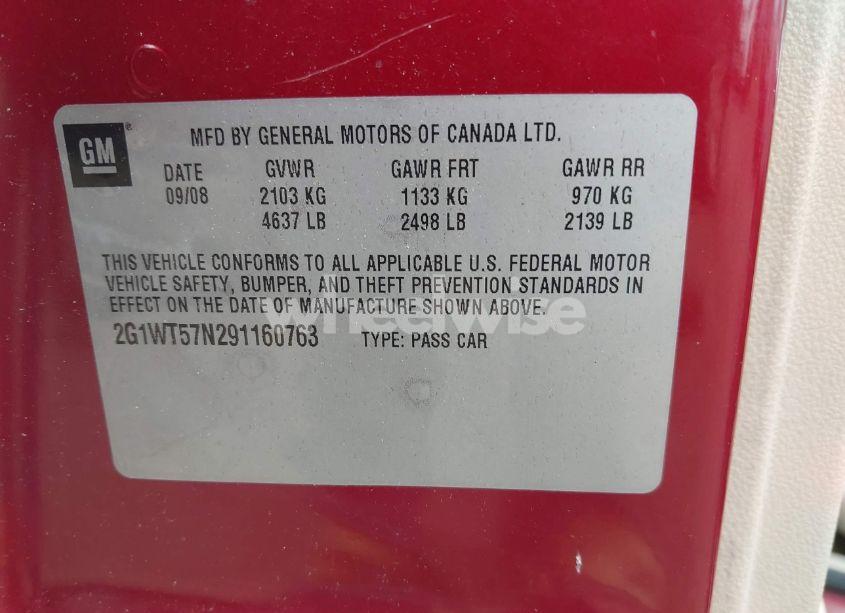 Photo 9 of 2009 Chevrolet Impala LT (VIN 2G1WT57N291160763)