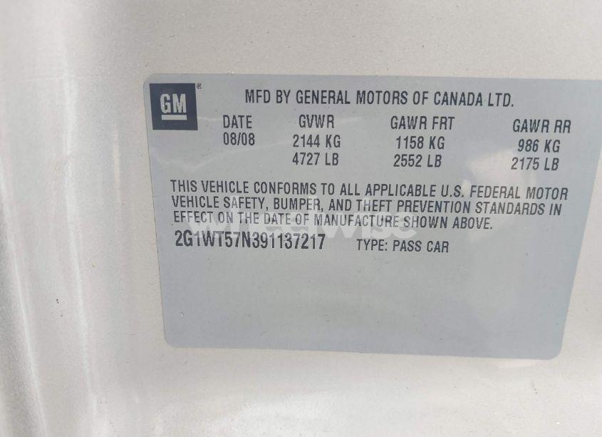 Photo 9 of 2009 Chevrolet Impala LT (VIN 2G1WT57N391137217)