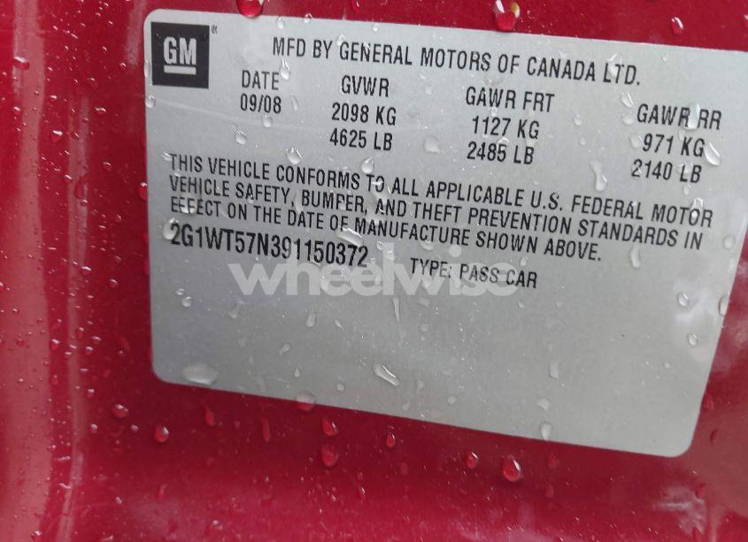 Photo 9 of 2009 Chevrolet Impala LT (VIN 2G1WT57N391150372)