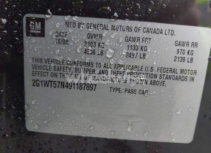 Photo 9 of 2009 Chevrolet Impala LT (VIN 2G1WT57N491187897)