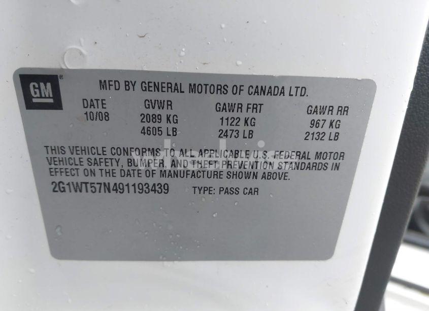 Photo 9 of 2009 Chevrolet Impala LT (VIN 2G1WT57N491193439)