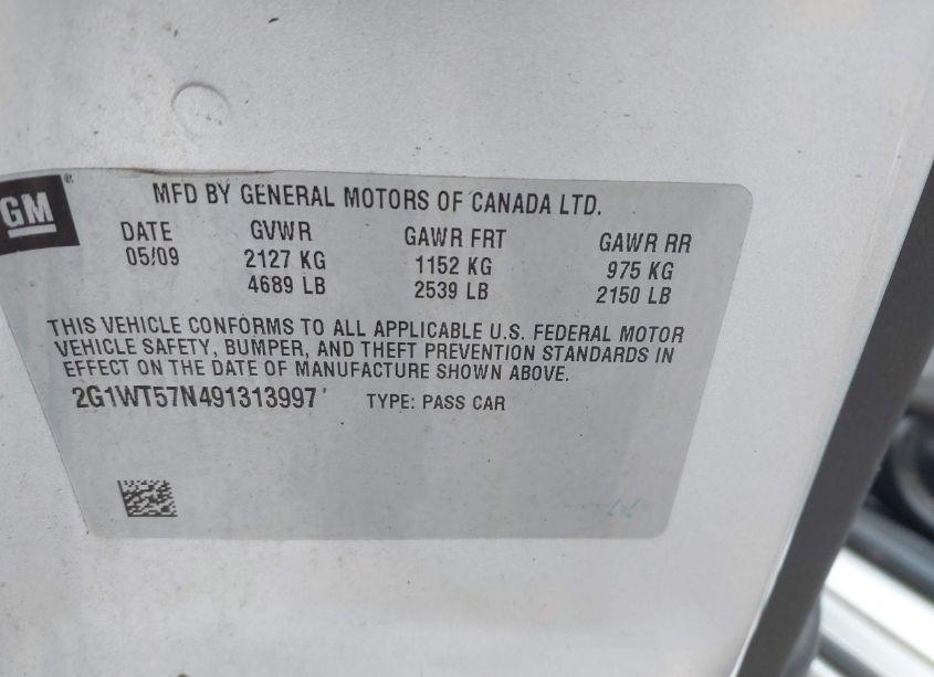 Photo 9 of 2009 Chevrolet Impala LT (VIN 2G1WT57N491313997)