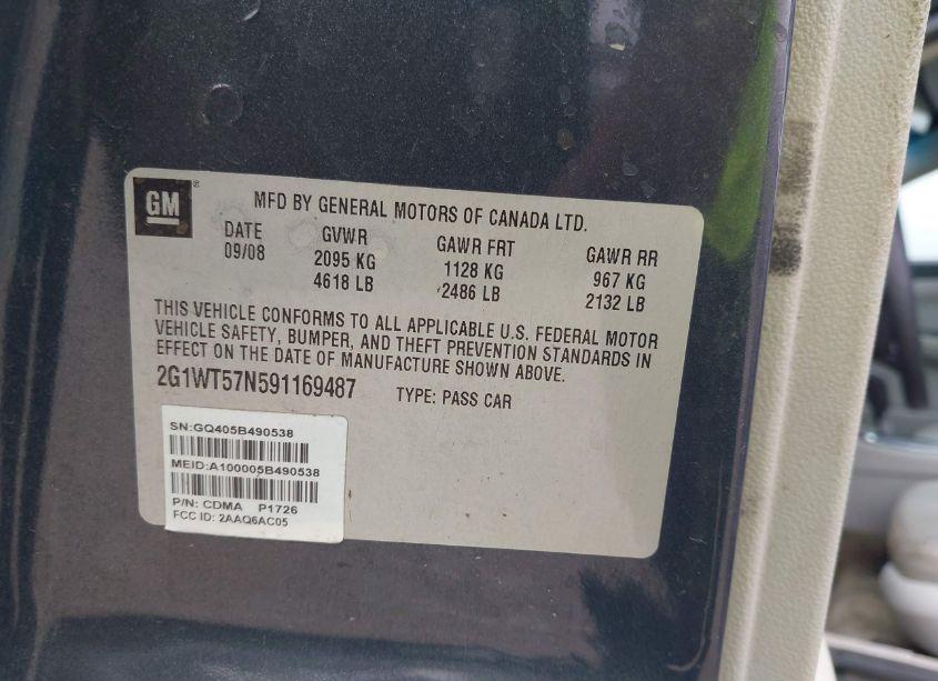 Photo 9 of 2009 Chevrolet Impala LT (VIN 2G1WT57N591169487)