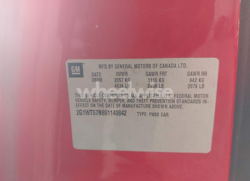 Photo 9 of 2009 Chevrolet Impala LT (VIN 2G1WT57N891140842)