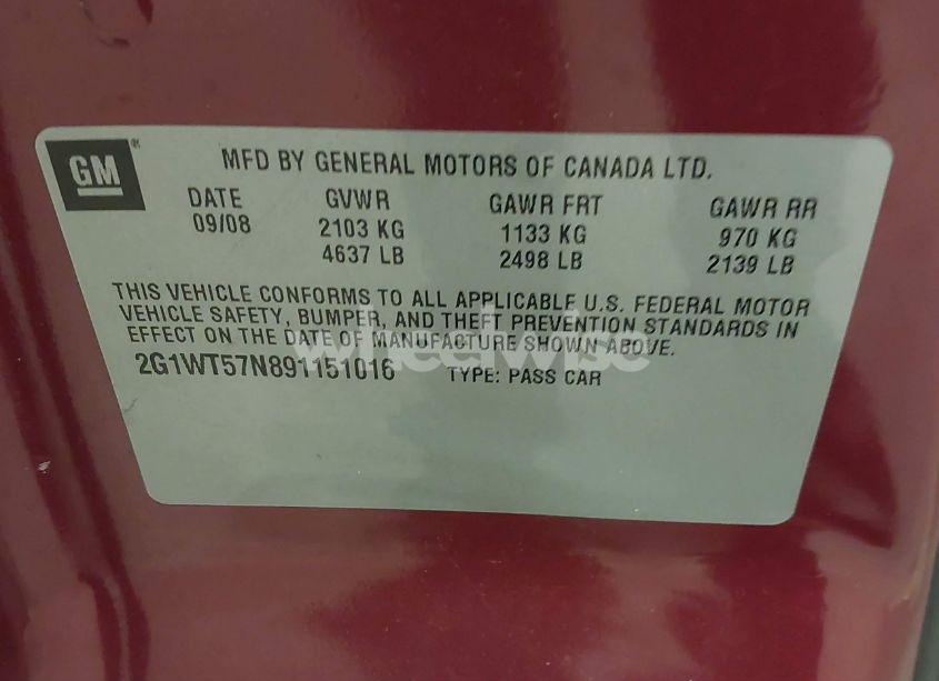 Photo 9 of 2009 Chevrolet Impala LT (VIN 2G1WT57N891151016)