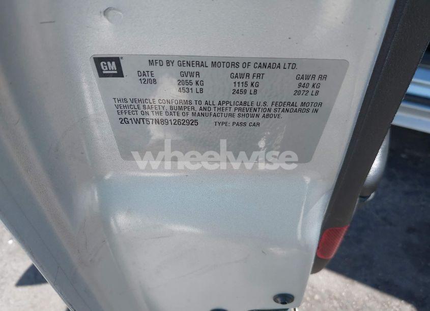 Photo 9 of 2009 Chevrolet Impala LT (VIN 2G1WT57N891262925)