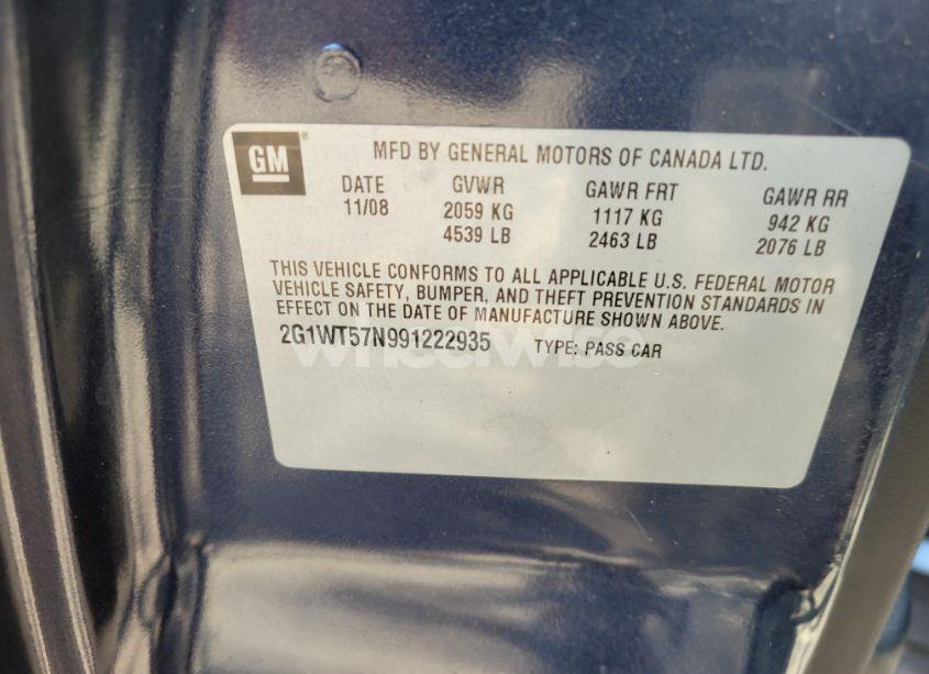 Photo 9 of 2009 Chevrolet Impala LT (VIN 2G1WT57N991222935)