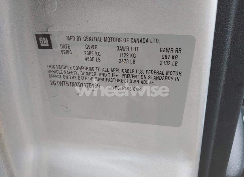 Photo 9 of 2009 Chevrolet Impala LT (VIN 2G1WT57NX91175169)