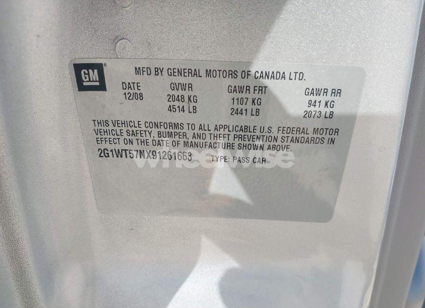 Photo 9 of 2009 Chevrolet Impala LT (VIN 2G1WT57NX91261663)