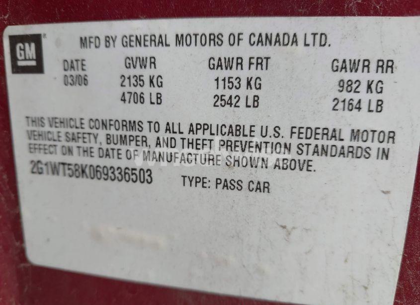 Photo 9 of 2006 Chevrolet Impala LT (VIN 2G1WT58K069336503)