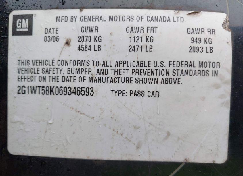 Photo 9 of 2006 Chevrolet Impala LT (VIN 2G1WT58K069346593)