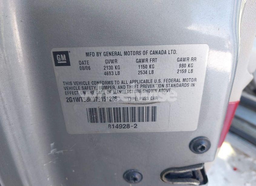 Photo 9 of 2007 Chevrolet Impala LT (VIN 2G1WT58K079151286)