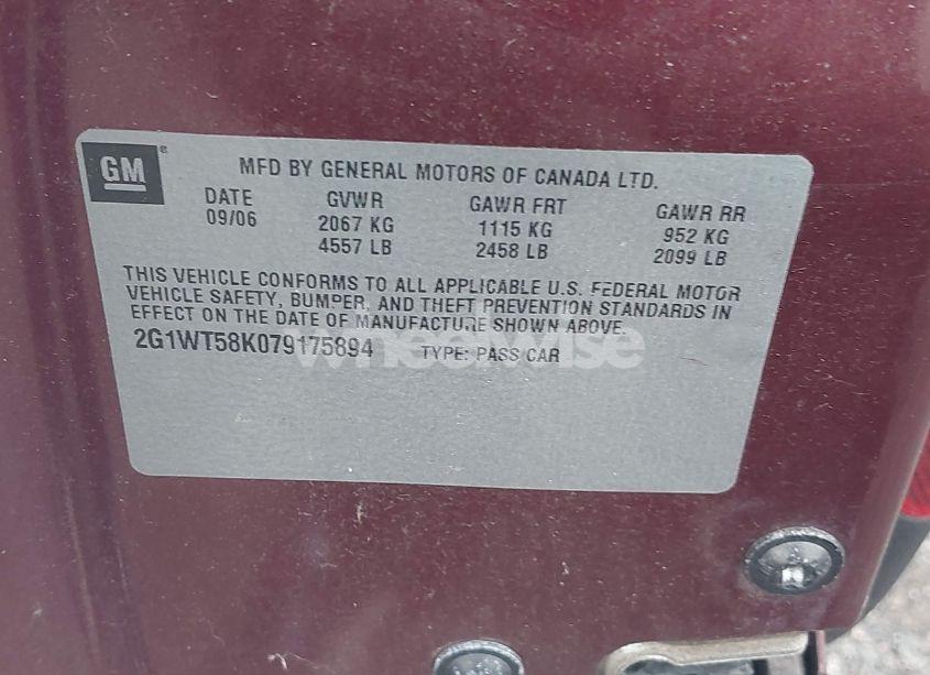 Photo 9 of 2007 Chevrolet Impala LT (VIN 2G1WT58K079175894)