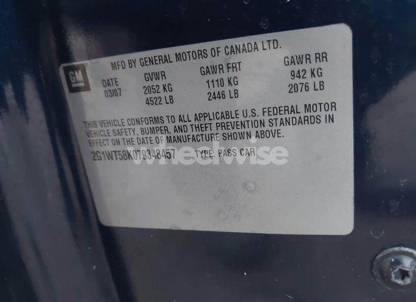 Photo 9 of 2007 Chevrolet Impala LT (VIN 2G1WT58K079348457)