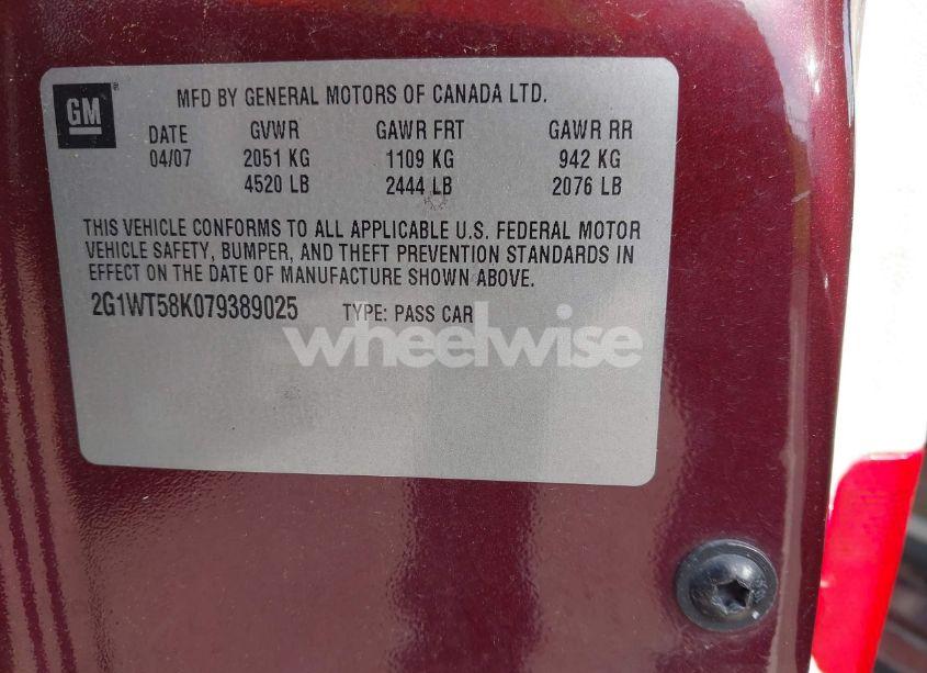 Photo 9 of 2007 Chevrolet Impala LT (VIN 2G1WT58K079389025)