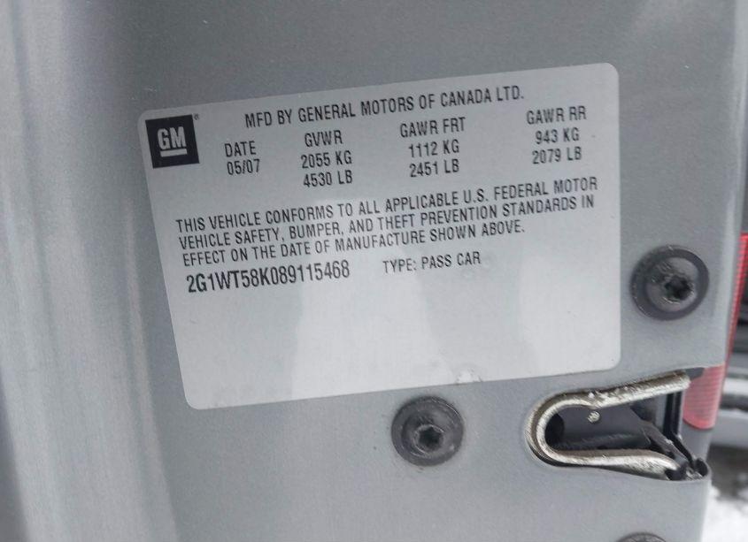 Photo 9 of 2008 Chevrolet Impala LT (VIN 2G1WT58K089115468)