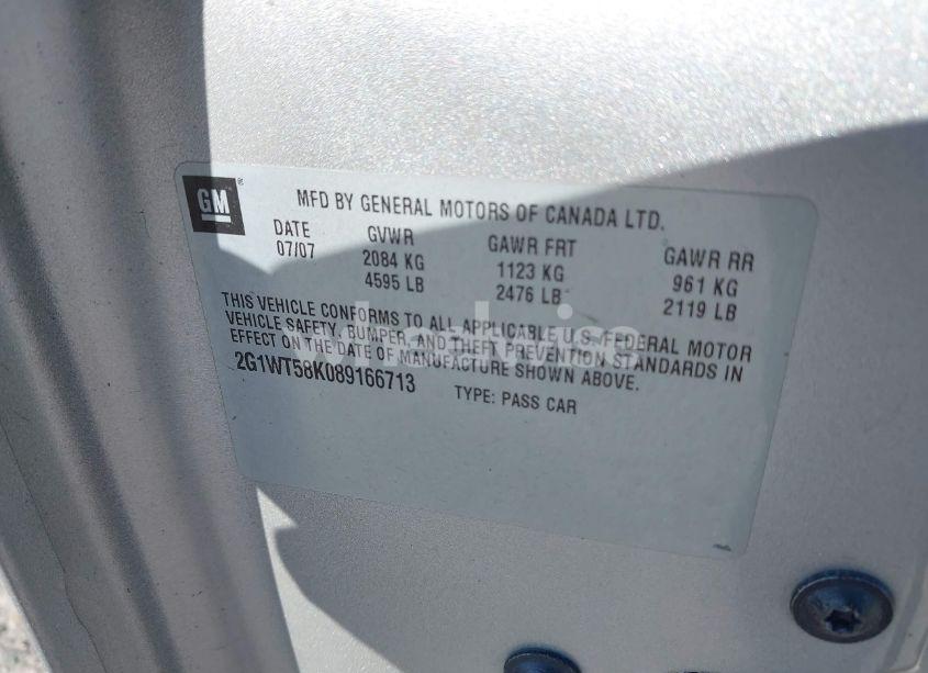 Photo 9 of 2008 Chevrolet Impala LT (VIN 2G1WT58K089166713)