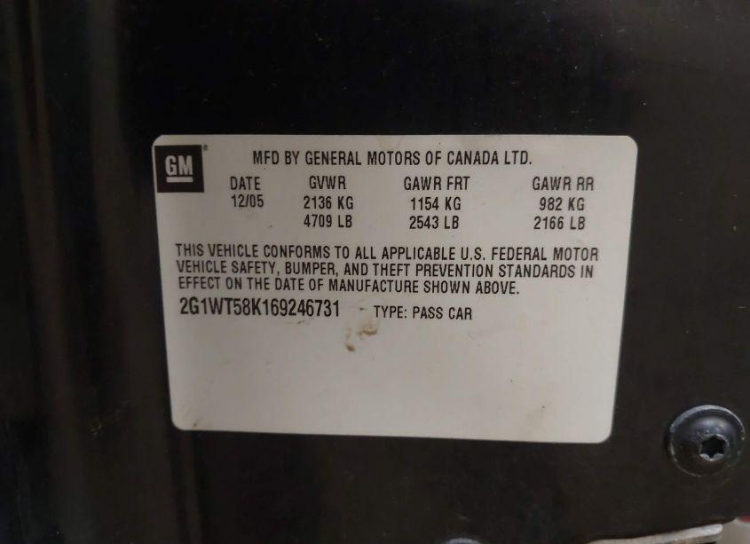 Photo 9 of 2006 Chevrolet Impala LT (VIN 2G1WT58K169246731)