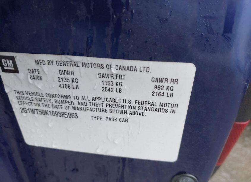 Photo 9 of 2006 Chevrolet Impala LT (VIN 2G1WT58K169385063)