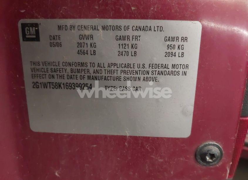 Photo 9 of 2006 Chevrolet Impala LT (VIN 2G1WT58K169399254)