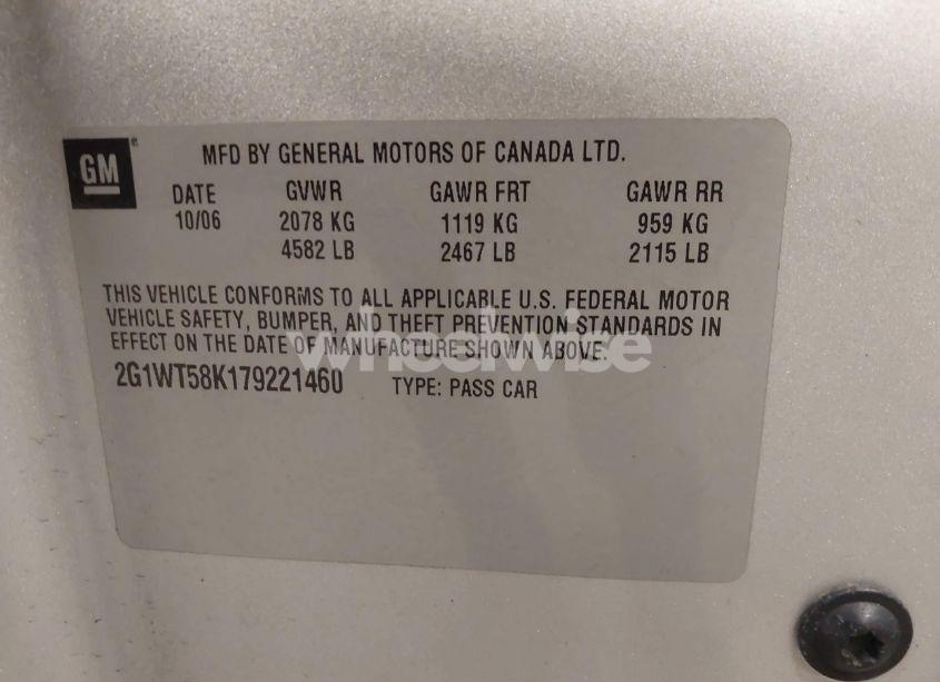 Photo 9 of 2007 Chevrolet Impala LT (VIN 2G1WT58K179221460)