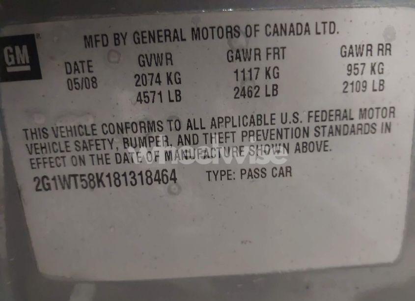 Photo 9 of 2008 Chevrolet Impala LT (VIN 2G1WT58K181318464)