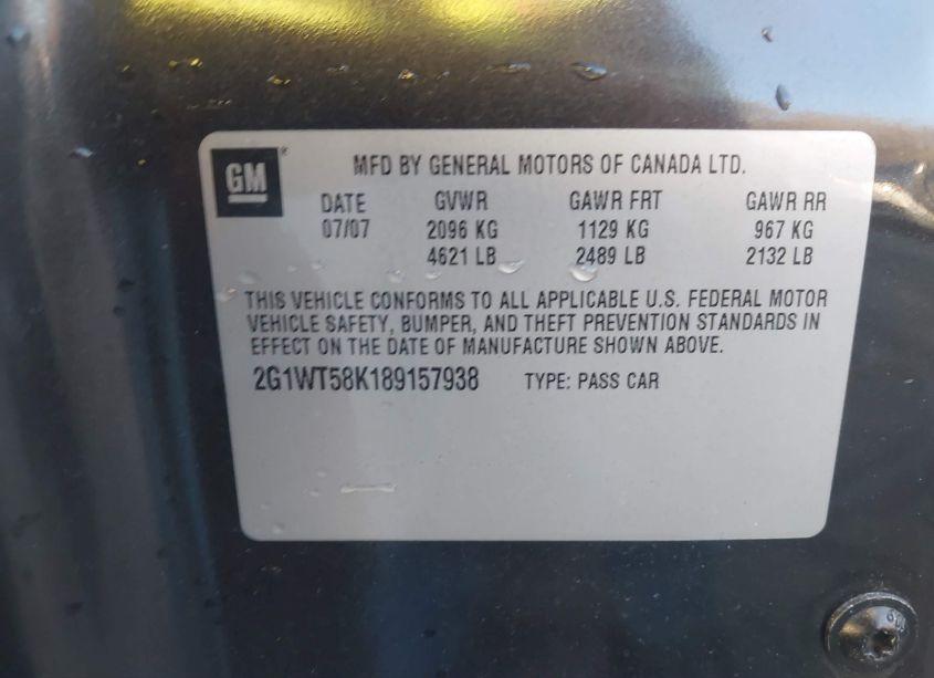 Photo 9 of 2008 Chevrolet Impala LT (VIN 2G1WT58K189157938)