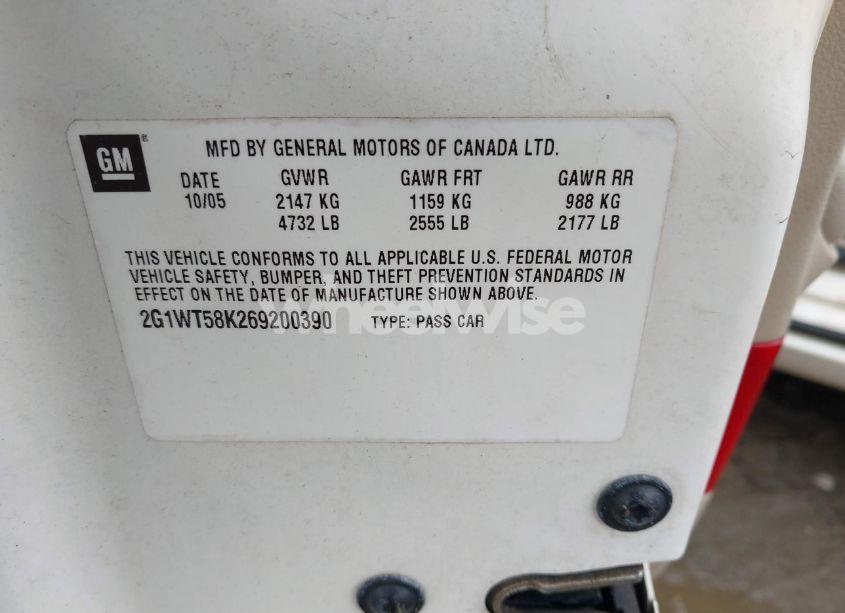 Photo 9 of 2006 Chevrolet Impala LT (VIN 2G1WT58K269200390)