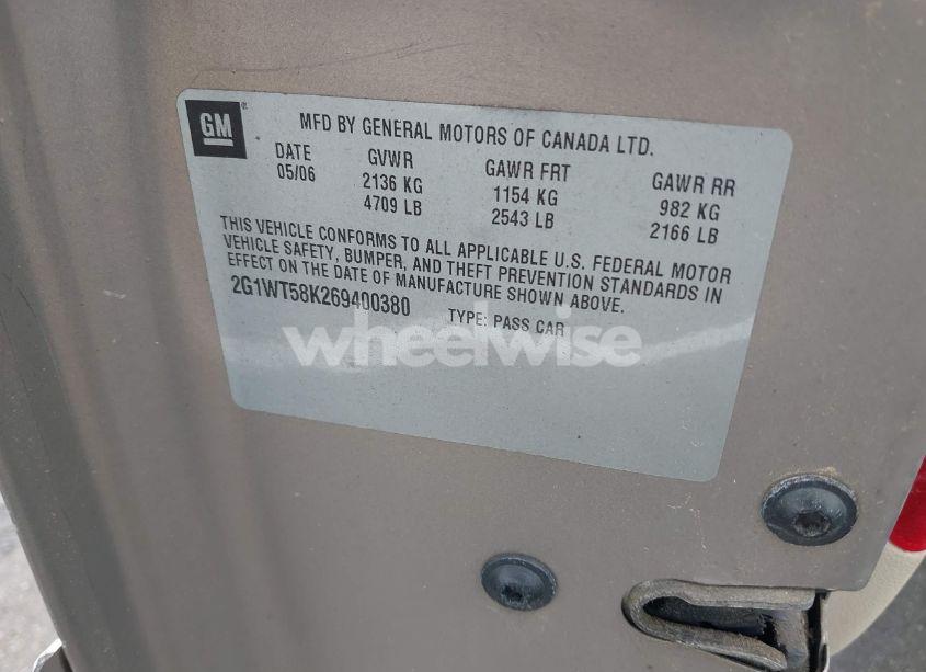 Photo 9 of 2006 Chevrolet Impala LT (VIN 2G1WT58K269400380)