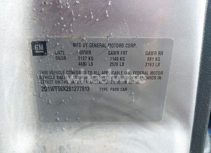 Photo 9 of 2008 Chevrolet Impala LT (VIN 2G1WT58K281277813)