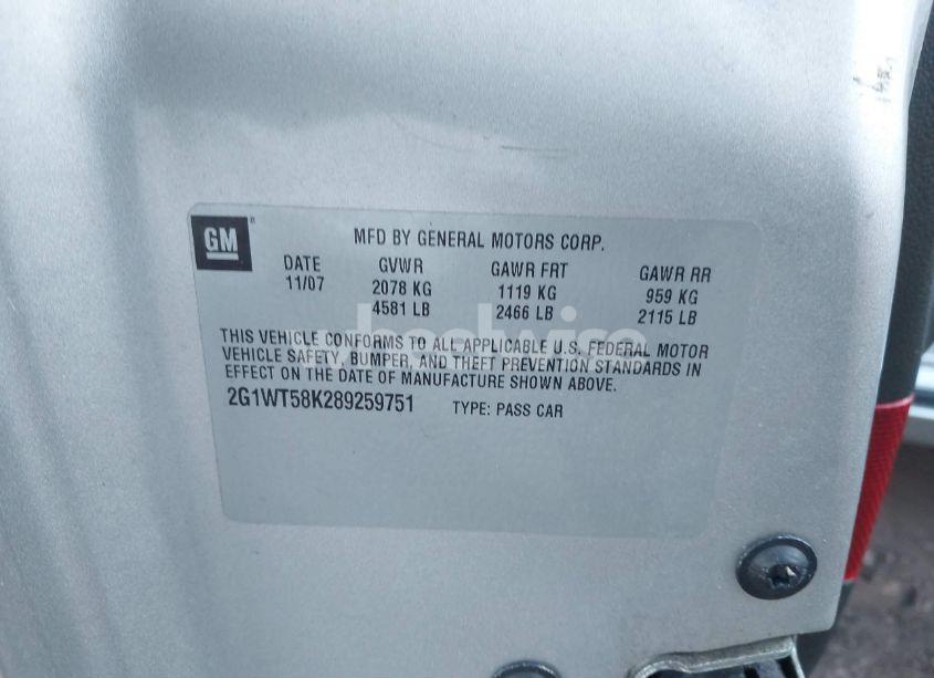 Photo 9 of 2008 Chevrolet Impala LT (VIN 2G1WT58K289259751)