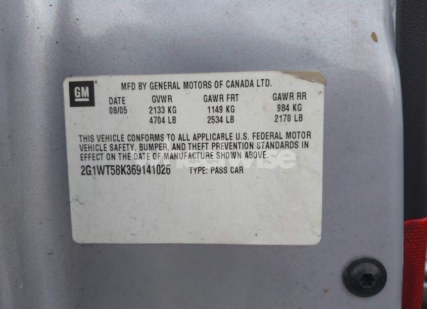 Photo 9 of 2006 Chevrolet Impala LT (VIN 2G1WT58K369141026)