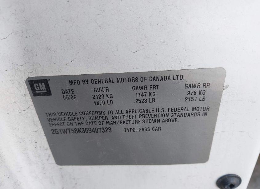 Photo 9 of 2006 Chevrolet Impala LT (VIN 2G1WT58K369407323)