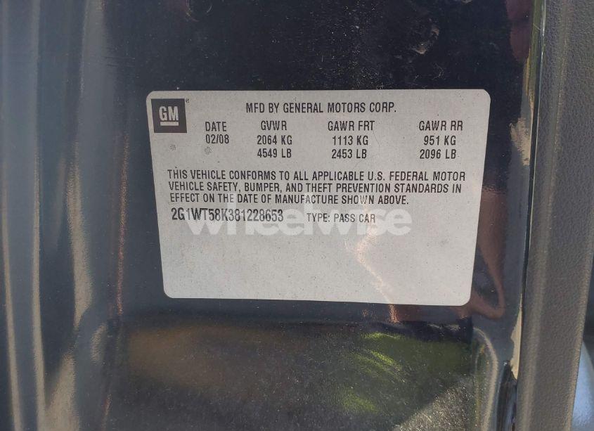 Photo 9 of 2008 Chevrolet Impala LT (VIN 2G1WT58K381228653)