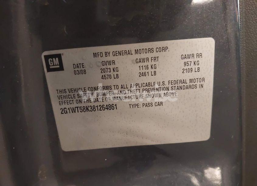 Photo 9 of 2008 Chevrolet Impala LT (VIN 2G1WT58K381264861)