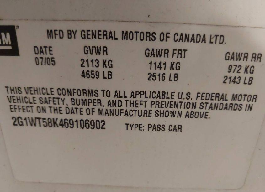 Photo 9 of 2006 Chevrolet Impala LT (VIN 2G1WT58K469106902)