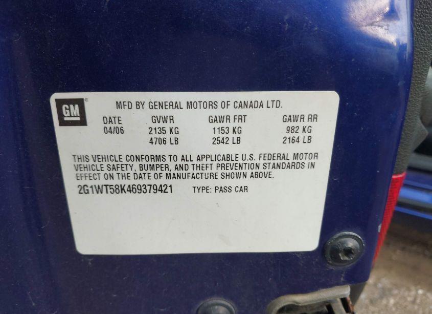 Photo 9 of 2006 Chevrolet Impala LT (VIN 2G1WT58K469379421)