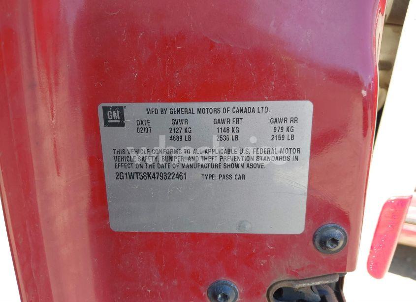 Photo 9 of 2007 Chevrolet Impala LT (VIN 2G1WT58K479322461)