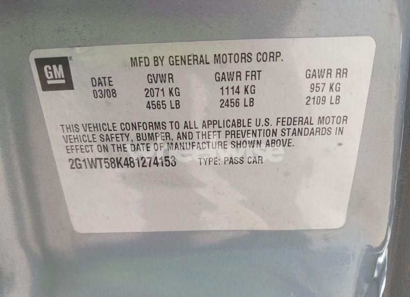 Photo 9 of 2008 Chevrolet Impala LT (VIN 2G1WT58K481274153)