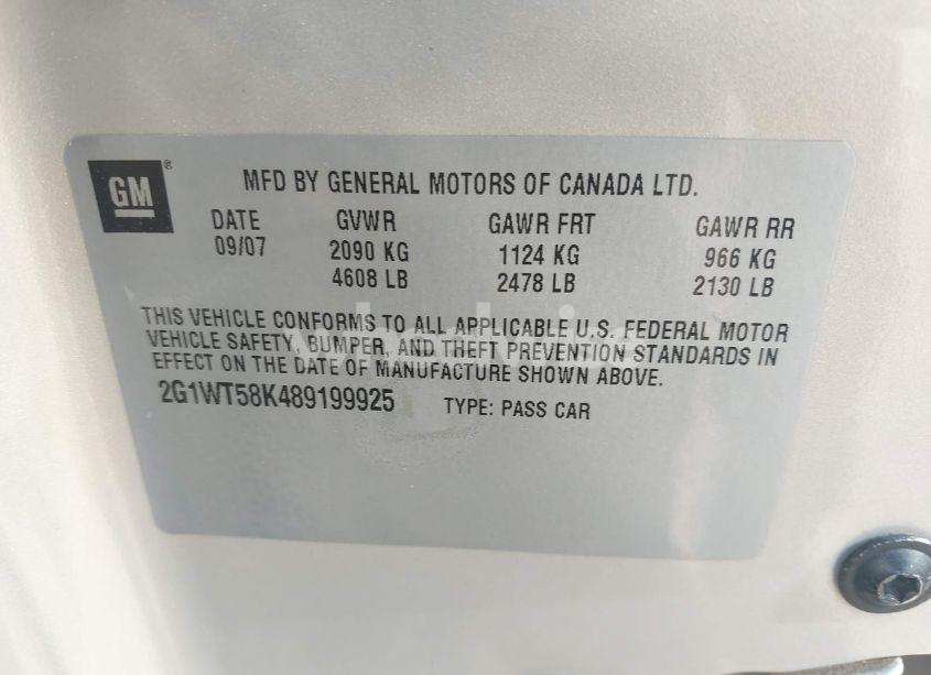 Photo 9 of 2008 Chevrolet Impala LT (VIN 2G1WT58K489199925)