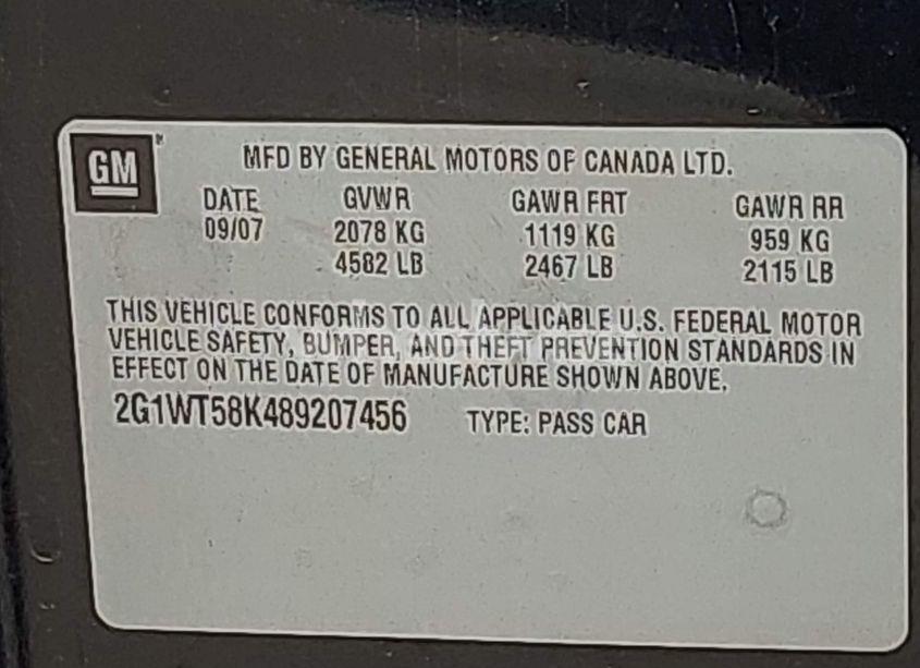 Photo 9 of 2008 Chevrolet Impala LT (VIN 2G1WT58K489207456)