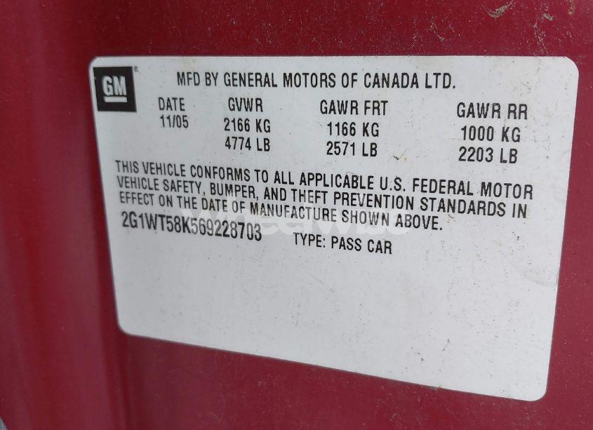 Photo 9 of 2006 Chevrolet Impala LT (VIN 2G1WT58K569228703)